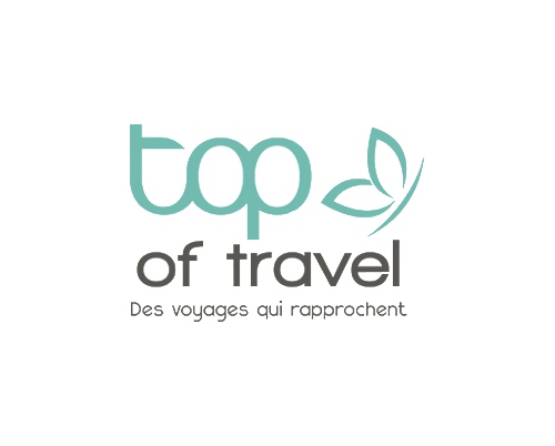 Logo top of travel avec slogan